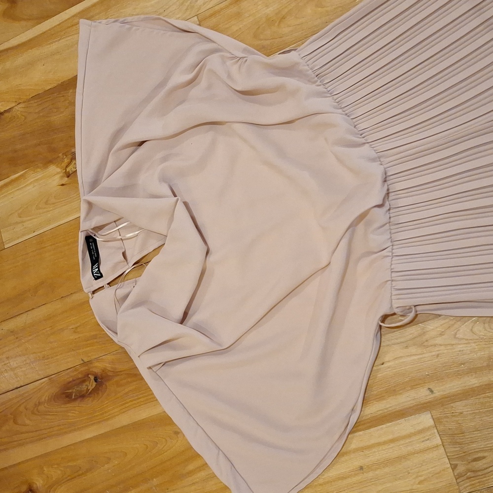 Zara Dusty Pink Pleated Wide-Leg Jumpsuit with Belt - Picture 4 of 15